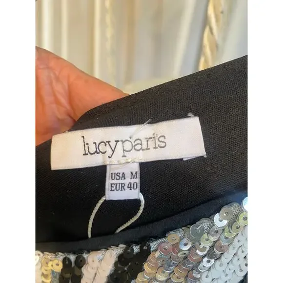 Lucy Paris Dress Sequin Cocktail Concert Mini Multicolor Spaghetti Straps Medium - Picture 4 of 8